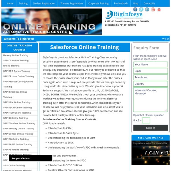 SALESFORCE Online Training in INDIA