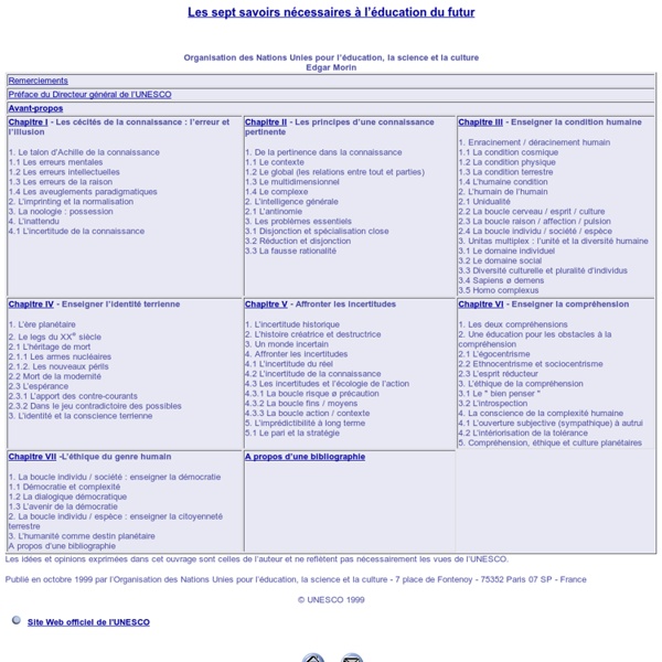 Edgar Morin : Les sept savoirs nécessaires à l’éducation du futur