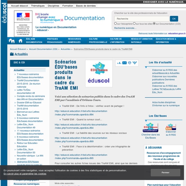 Scénarios ÉDU'bases produits dans le cadre du TraAM EMI — Documentation (CDI)