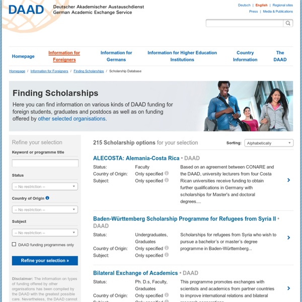 Scholarship Database - DAAD - Deutscher Akademischer Austauschdienst