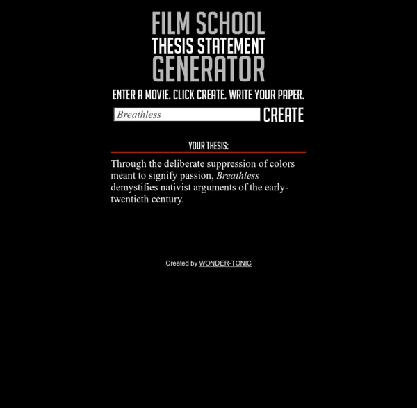 Film School Thesis Statement Generator