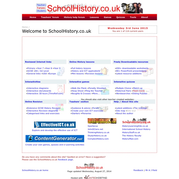 SchoolHistory.co.uk online history lessons, revision, games
