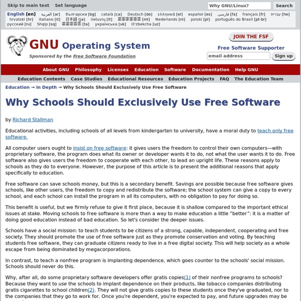 Why Schools Should Exclusively Use Free Software