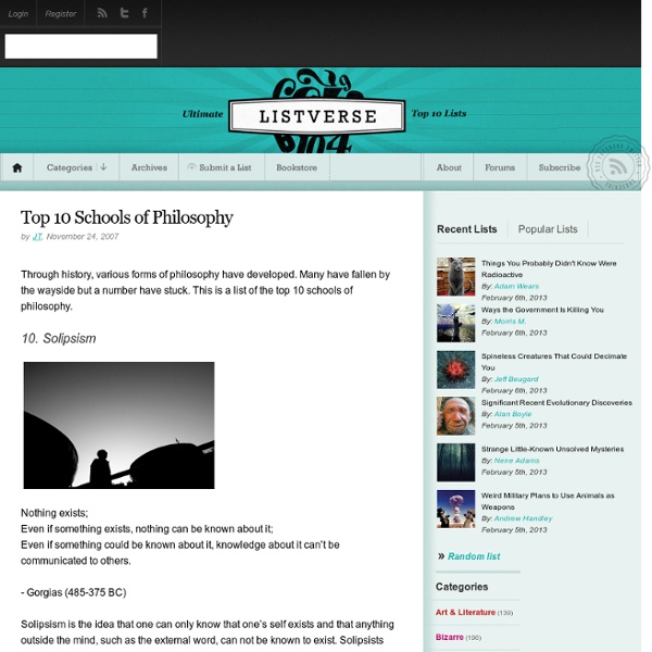 Top 10 Schools of Philosophy