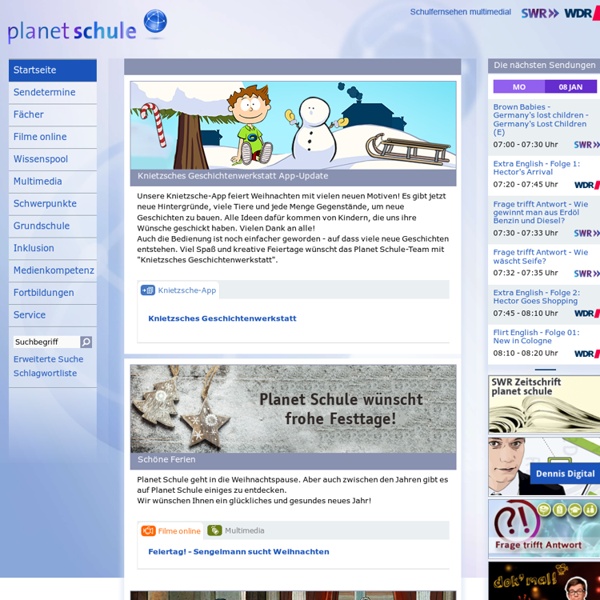 Planet Schule - Startseite - Schulfernsehen multimedial des SWR und des WDR