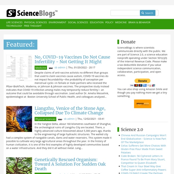 ScienceBlogs - Where the world turns to talk about science.