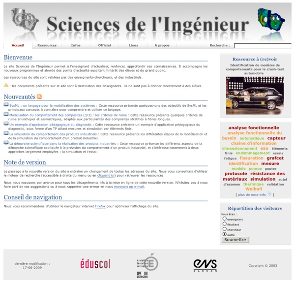 SITE + RSS ENS : Sciences de l'igénieur
