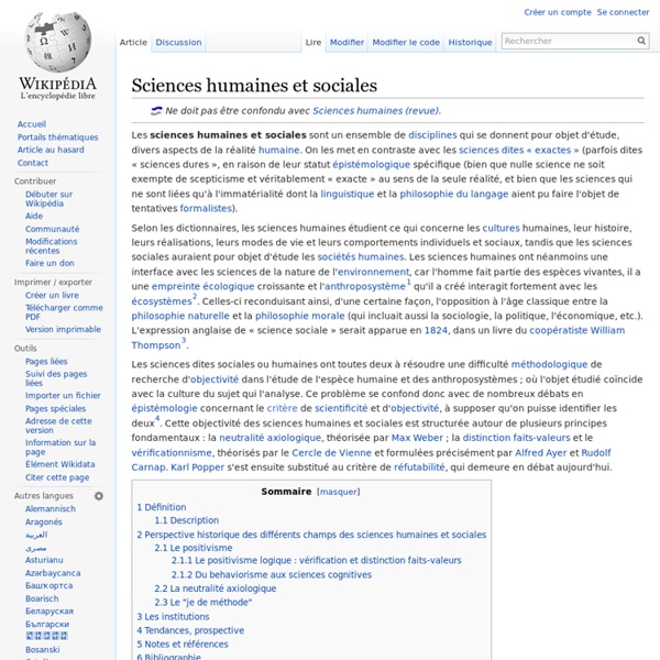 Wikipedia - Sciences humaines et sociales