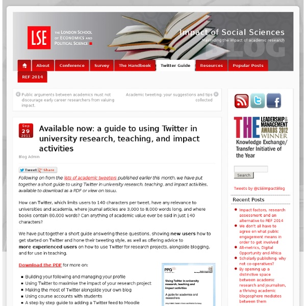 Available now: a guide to using Twitter in university research, teaching, and impact activities