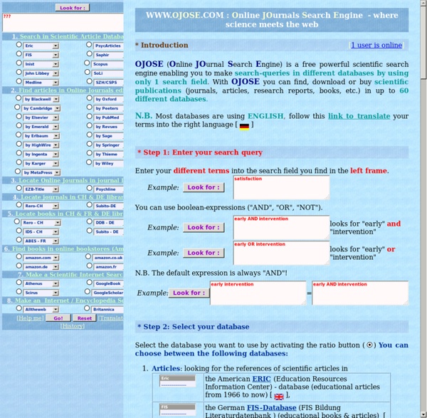 Scientific Search Engine - www.OJOSE.com - Online JOurnal Search Engine - Where science meets the web :-)