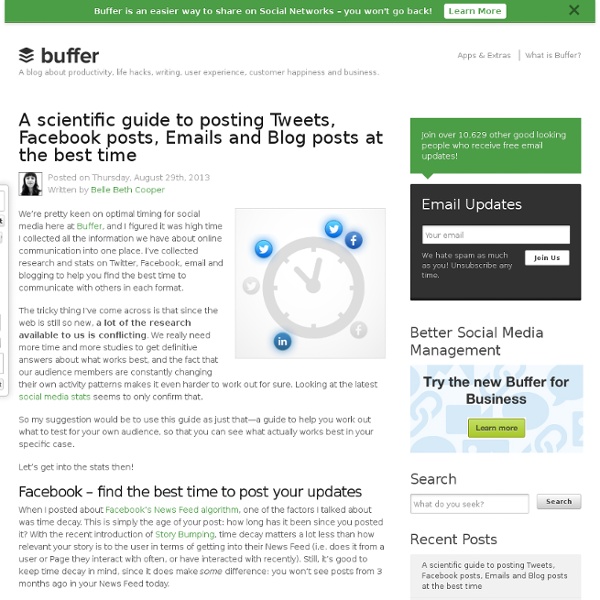 A scientific guide to posting Tweets, Facebook posts, Emails and Blog posts at the best time