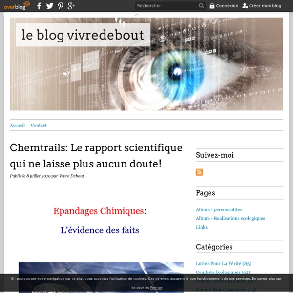 Chemtrails: Le rapport scientifique qui ne laisse plus aucun doute! - le blog vivredebout