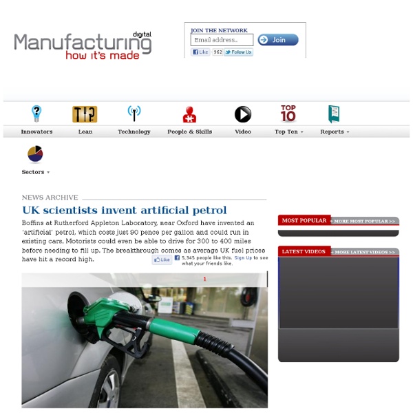 UK scientists invent artificial petrol - News Archive