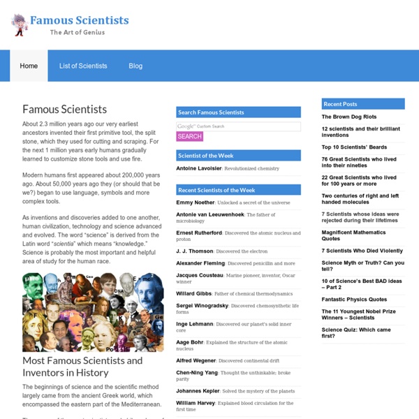 Famous Scientists - List and Biographies of Most Famous Scientists and Inventors in History