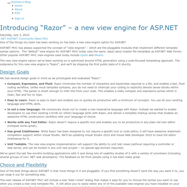 Introducing “Razor” – a new view engine for ASP.NET