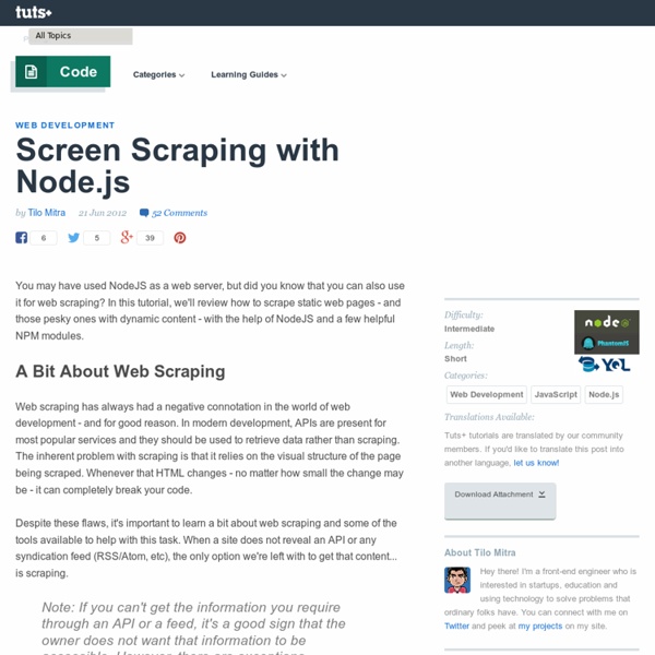 Screen Scraping with Node.js