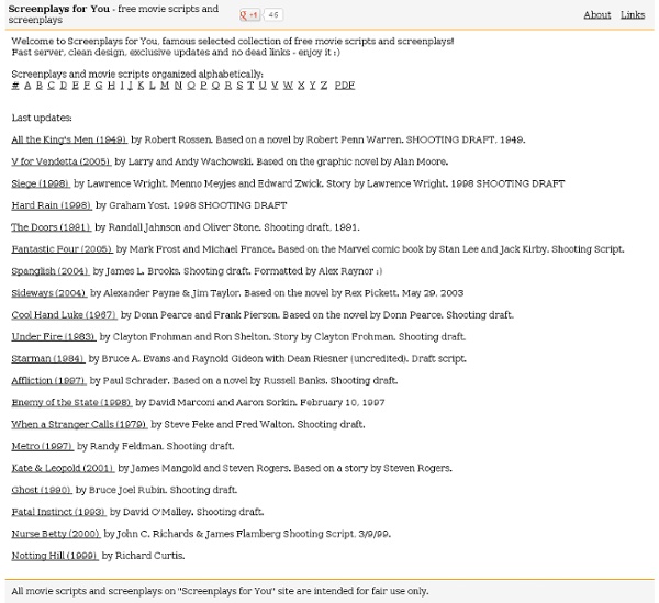 Screenplays for You - free movie scripts and screenplays