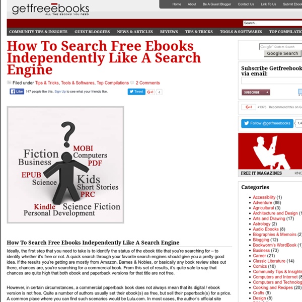 How To Search Free Ebooks Independently Like A Search Engine