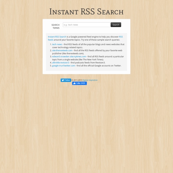 RSS Search Engine - Find Feeds with Instant Search