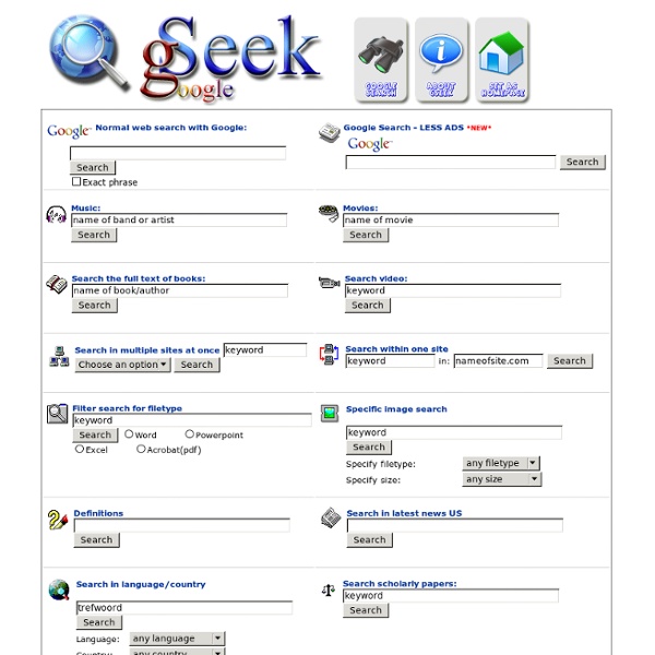 gSeek, search google easier with a simplifed interface