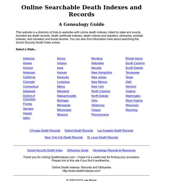 Online Searchable Death Indexes, Records and Obituaries