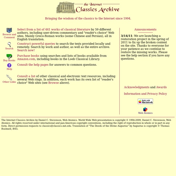 The Internet Classics Archive: 441 searchable works of classical