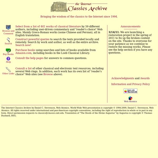 The Internet Classics Archive: 441 searchable works of classical literature