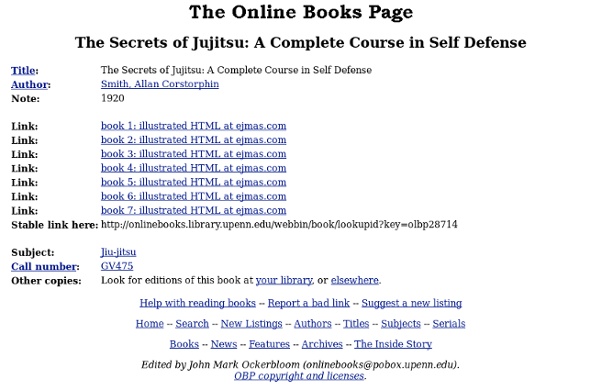 The Secrets of Jujitsu: A Complete Course in Self Defense, by Allan Corstorphin Smith