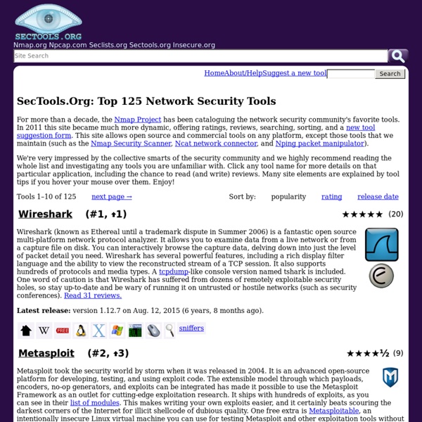 SecTools.Org Top Network Security Tools