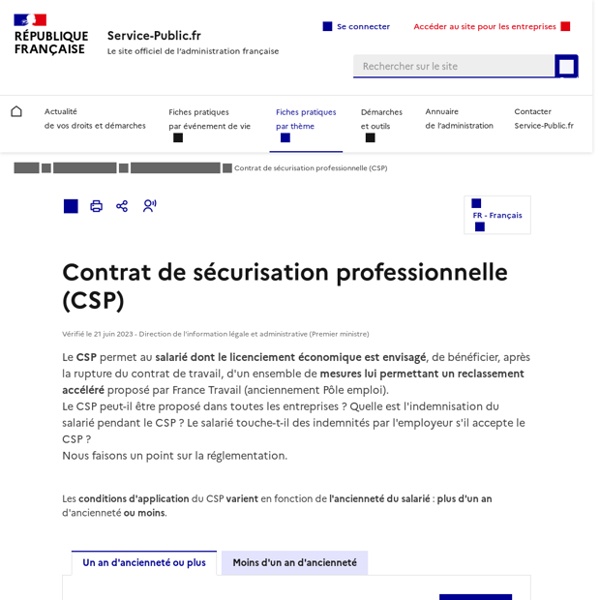 Contrat de sécurisation professionnelle (CSP)