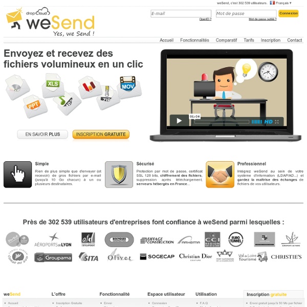 Solution sécurisée de transfert de fichiers volumineux - weSend