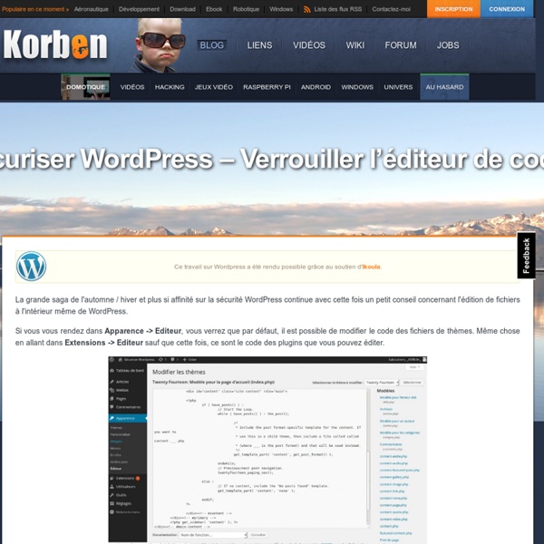Sécuriser Wordpress - Verrouiller l'éditeur de code