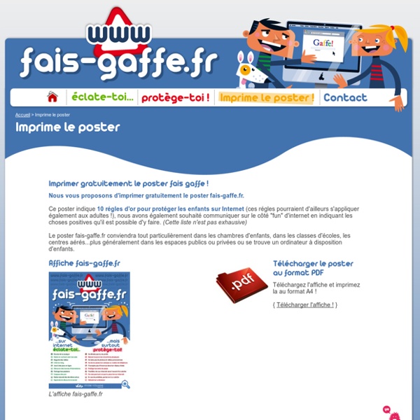 Securite enfant internet - Imprimer le poster - FAIS-GAFFE