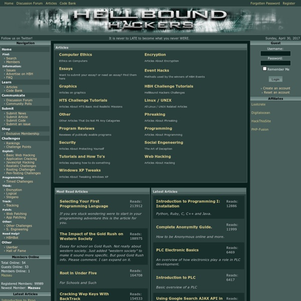 Hacking and Security Articles / Tutorials / White Papers at HellBound Hackers - Pentadactyl