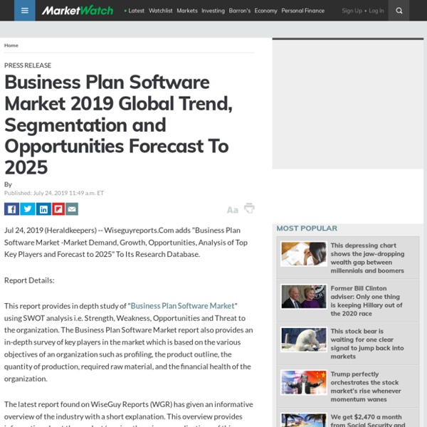 Business Plan Software Market 2019 Global Trend, Segmentation and Opportunities Forecast To 2025