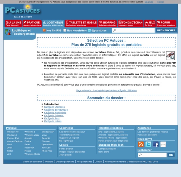 Plus de 100 logiciels gratuits et portables