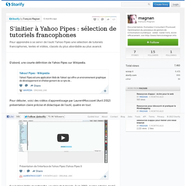 S'initier à Yahoo Pipes : sélection de tutoriels francophones · magnan