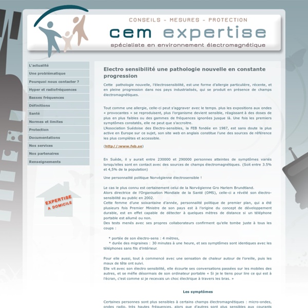 CEM Expertise : Electro sensibilité une pathologie nouvelle en constante progression