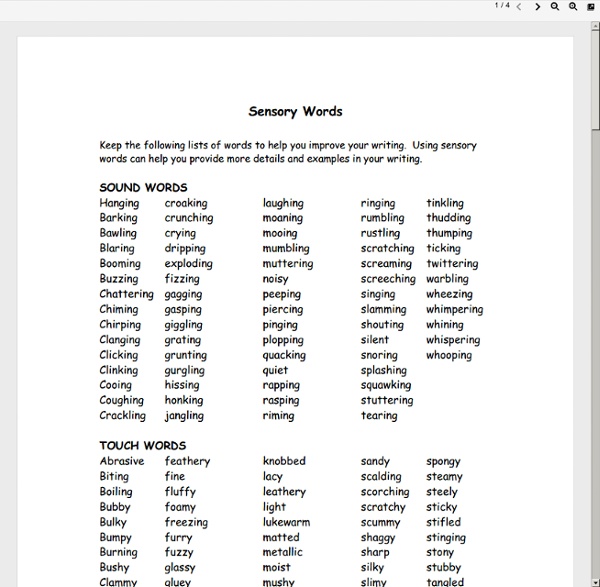 Imagery or Sensory Words