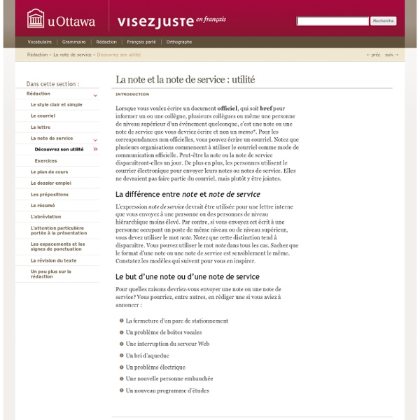 La note et la note de service : utilité
