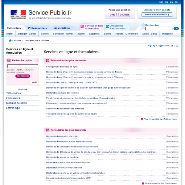 Services en ligne et formulaires - Service-public.fr