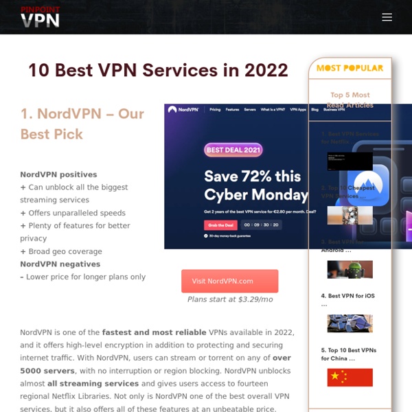 10 Best VPN Services - Tested and Reviewed - PinpointVPN