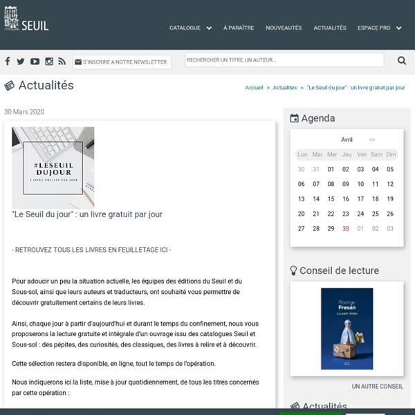 "Le Seuil du jour" : un livre gratuit par jour