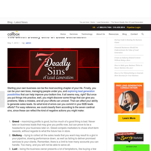 The Seven Deadly Sins Of Lead Generation