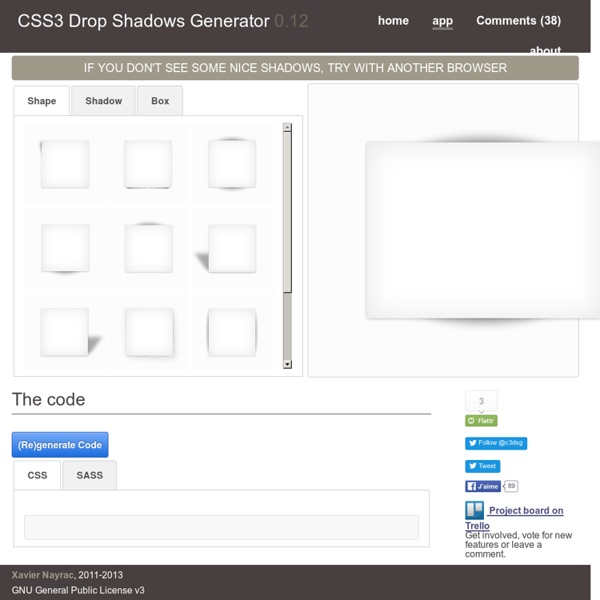 CSS3 Drop Shadows Generator - Application