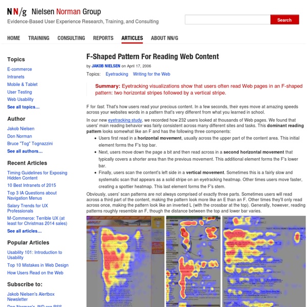 F-Shaped Pattern For Reading Web Content (Jakob Nielsen&#039;s Alertbox)