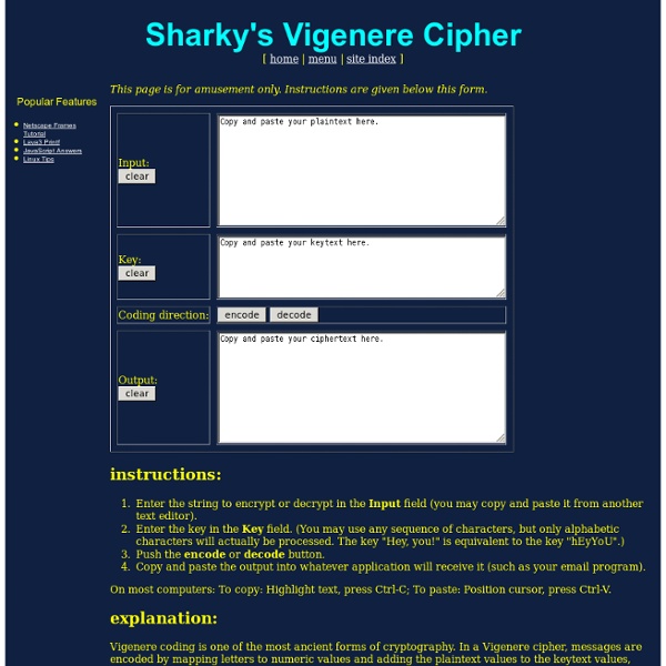 Sharky's Vigenere Cipher
