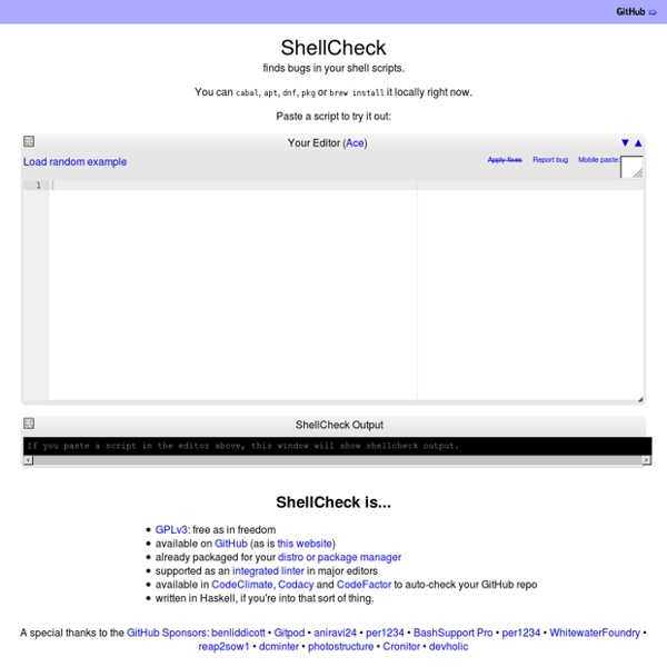ShellCheck – Online shell script analyzer