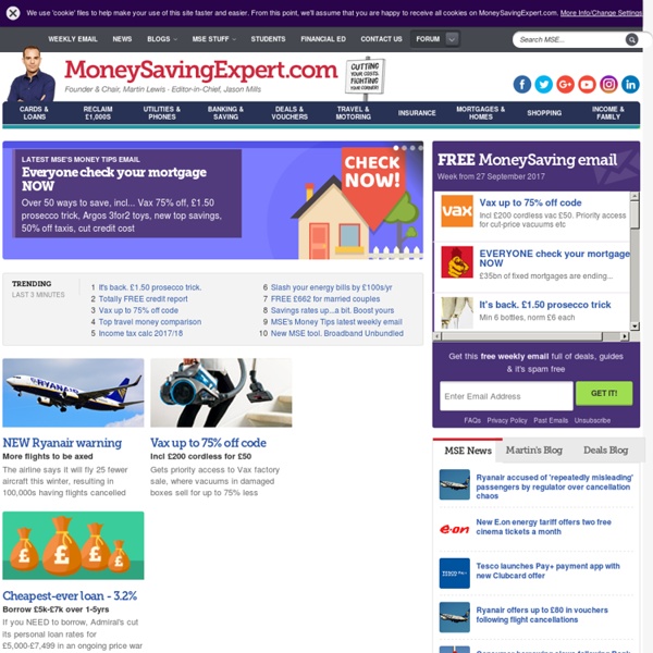 Money Saving Expert: Credit Cards, Shopping, Bank Charges, Cheap Flights and more