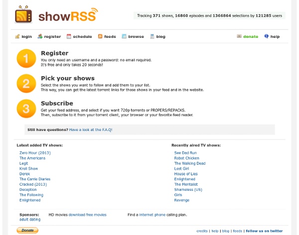 ShowRSS — all your tv shows, one feed, their torrent
